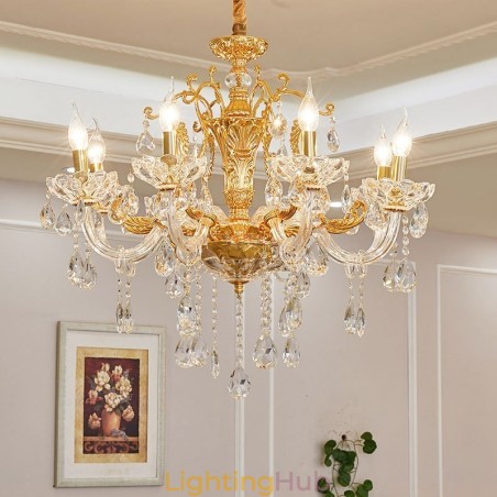 6 Light 8 Light Luxury Gold Colour Crystal Candle Chandelier 6 Light 8 Light Luxury Gold Colour Crystal Candle Chandelier