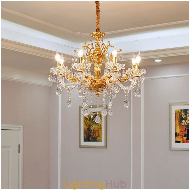 6 Light 8 Light Luxury Gold Colour Crystal Candle Chandelier