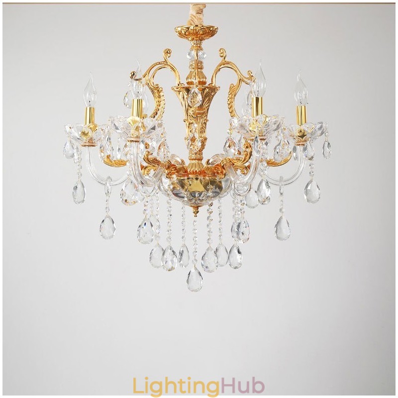 6 Light 8 Light Luxury Gold Colour Crystal Candle Chandelier