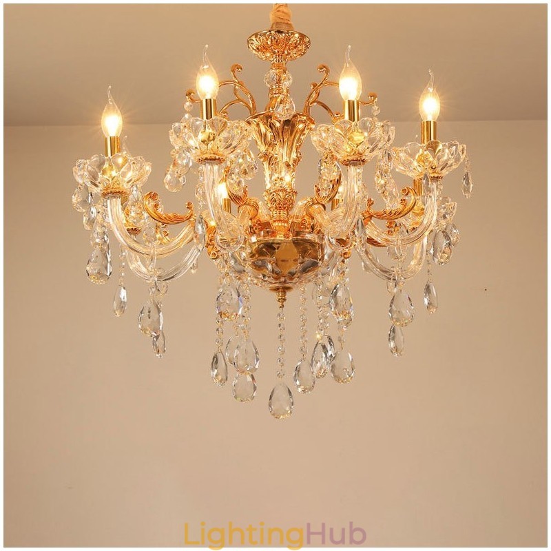6 Light 8 Light Luxury Gold Colour Crystal Candle Chandelier