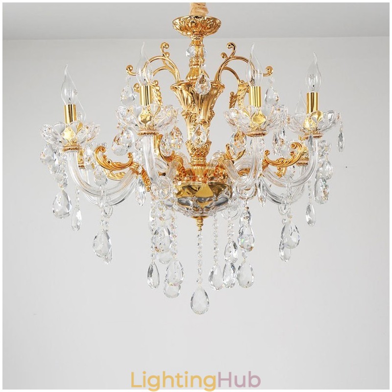 18 Light Two Tiers Luxury Gold Colour Crystal Candle Chandelier