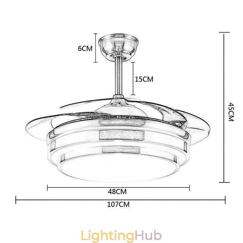 Modern Ceiling Fan Lamp ABS Fan Blade Acrylic Lighting