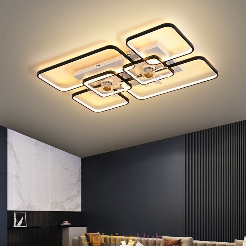 Ceiling Fan with Lights Decor Ventilator Acrylic Lamp