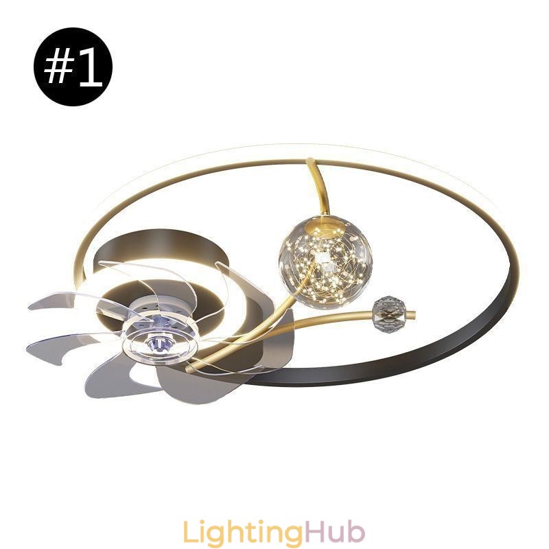 Ceiling Fan with Lights Decor Ventilator Lamp Acrylic