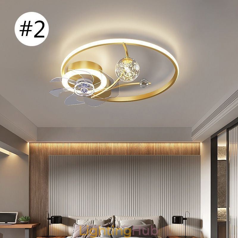 Ceiling Fan with Lights Decor Ventilator Lamp Acrylic