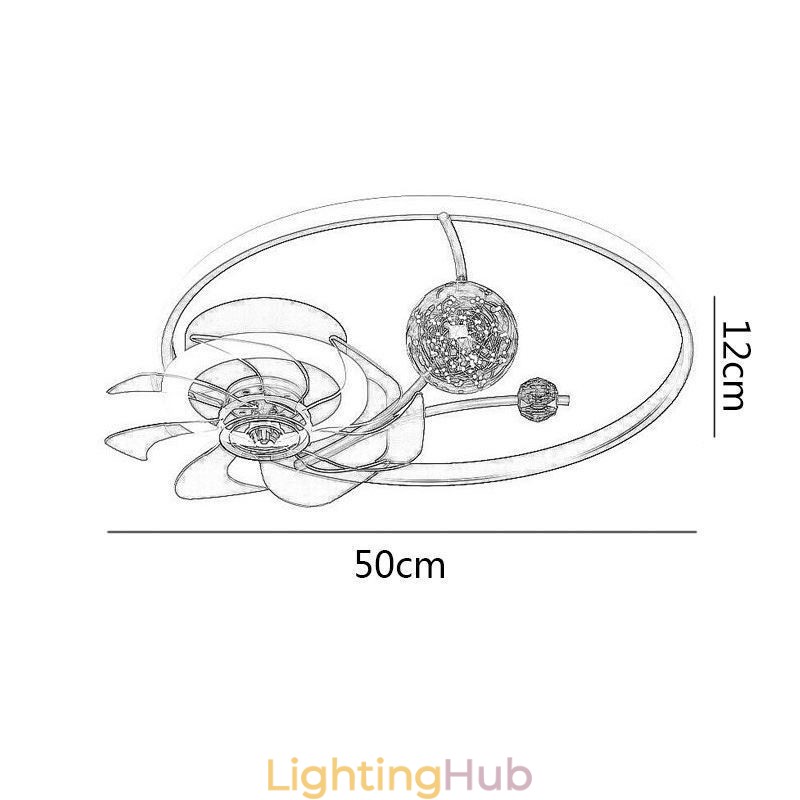 Ceiling Fan with Lights Decor Ventilator Lamp Acrylic