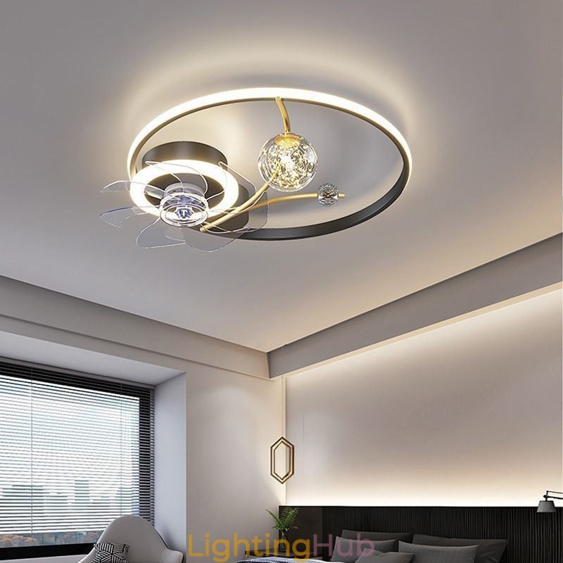 Ceiling Fan with Lights Decor Ventilator Lamp Acrylic