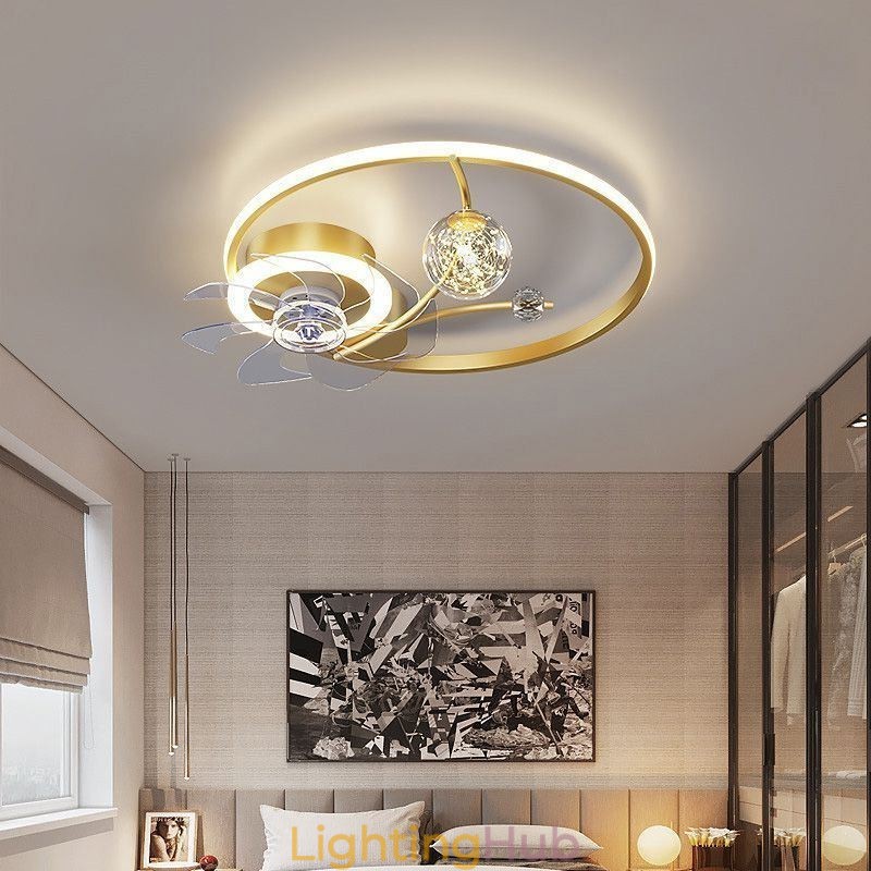 Ceiling Fan with Lights Decor Ventilator Lamp Acrylic