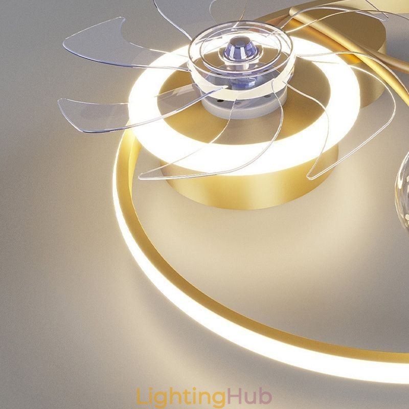 Ceiling Fan with Lights Decor Ventilator Lamp Acrylic