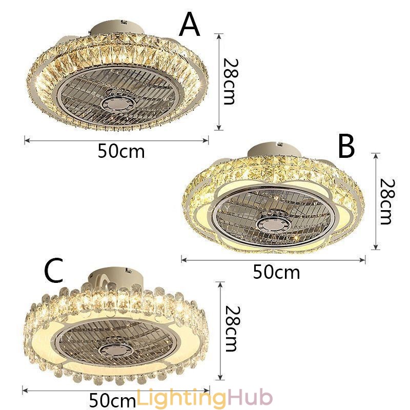 Crystal Ceiling Fan Light Gold Round Ceiling Lamp