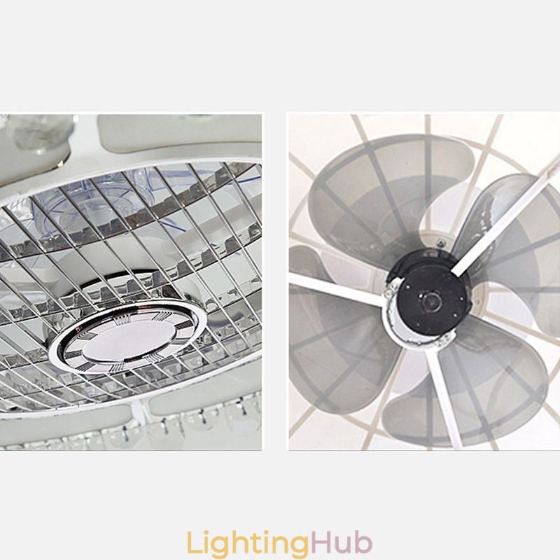 Crystal Ceiling Fan Light Gold Round Ceiling Lamp