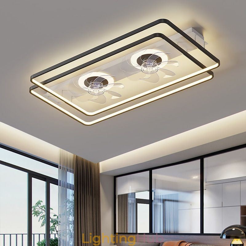 Modern Flush Mount Ceiling Fan With Lights Remote Control