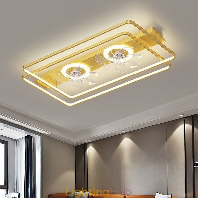 Modern Flush Mount Ceiling Fan With Lights Remote Control