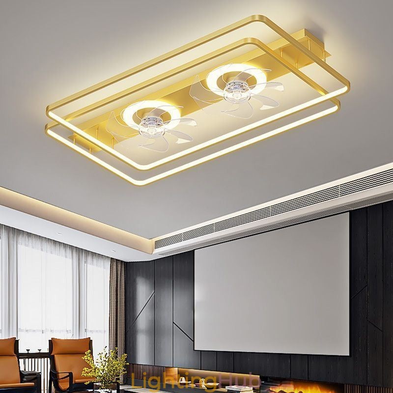 Modern Flush Mount Ceiling Fan With Lights Remote Control