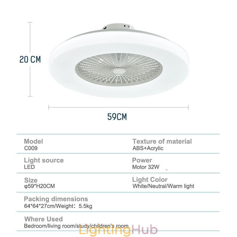 Fan Ceiling Light Trichromatic Dimming 3 Speed Remote Control