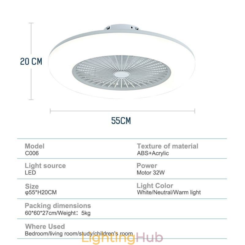 Fan Ceiling Light Trichromatic Dimming with Remote Control 3 Speed