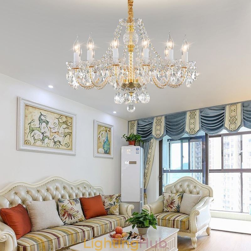Transparent Crystal Chandelier European Gold Body Luxury Decrative Ceiling Light