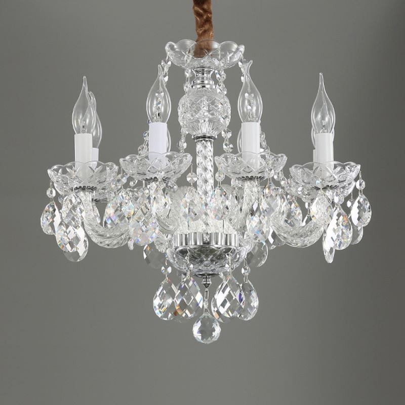 European Clear Crystal Chandelier Glass Light Body 8 Lights