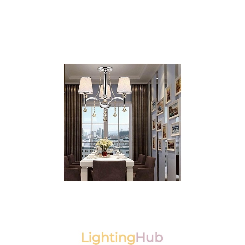 Modern Contemporary Crystal Chrome Metal Chandelier
