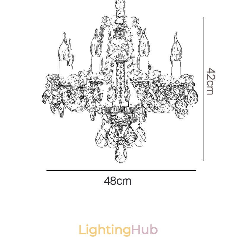 European Clear Crystal Chandelier Glass Lamp Body 8 Lights Gold Body Ceiling Lamp