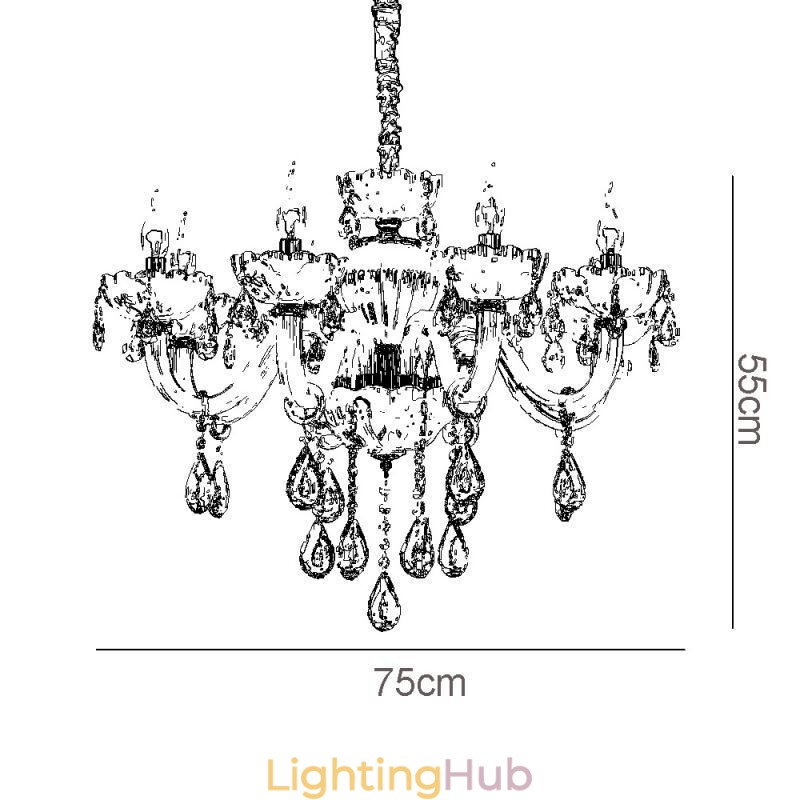Eye Catching Crystal Chandelier European Cognac Color Ceiling Lamp Glass Body 8 Lights