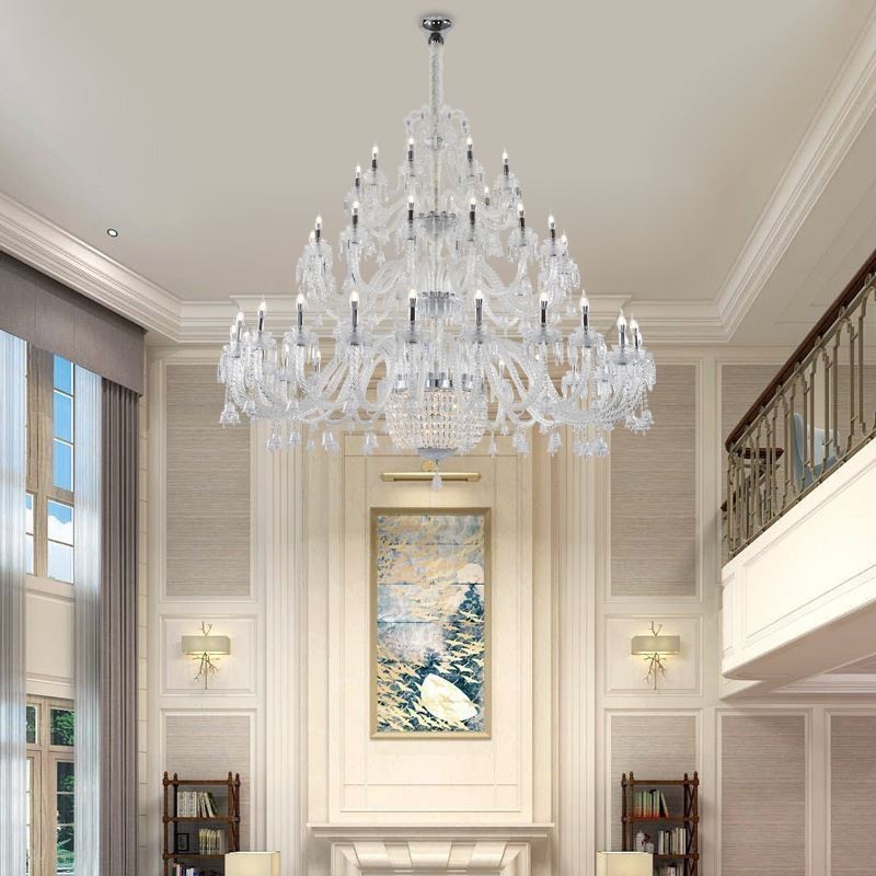 European Crystal Chandelier Decoration Ceiling Light With 50 Lights