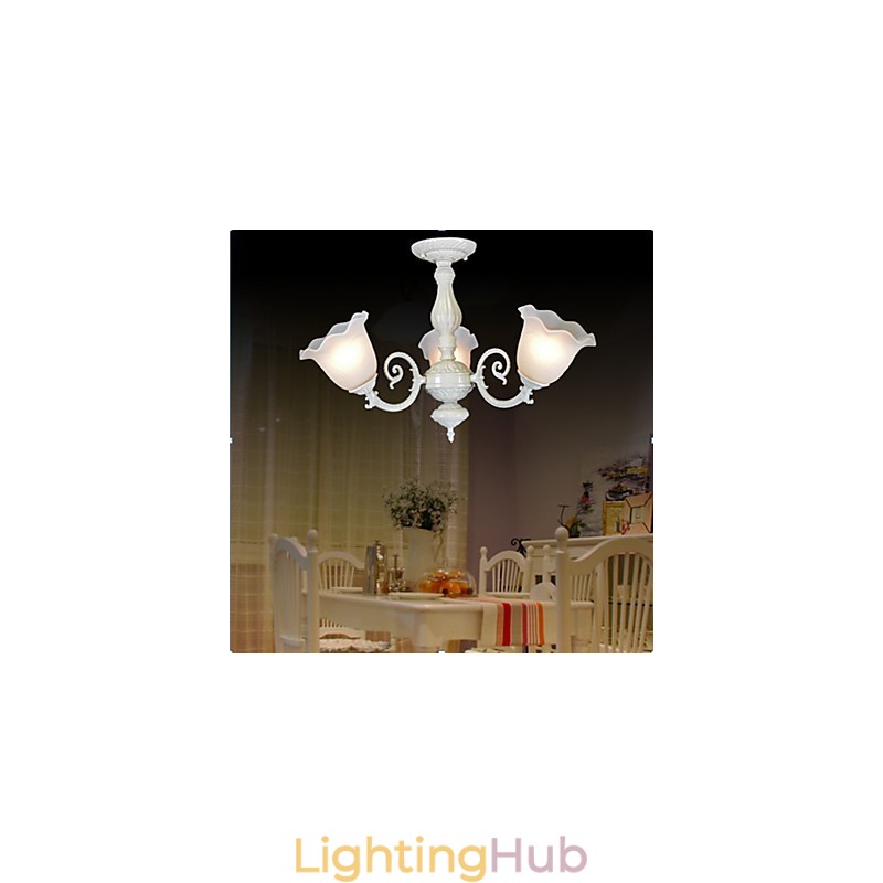 Flush Mount Three Lights White European Retro Classic