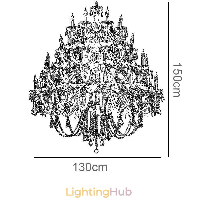 European Crystal Chandelier Ceiling Light With 53 Lights