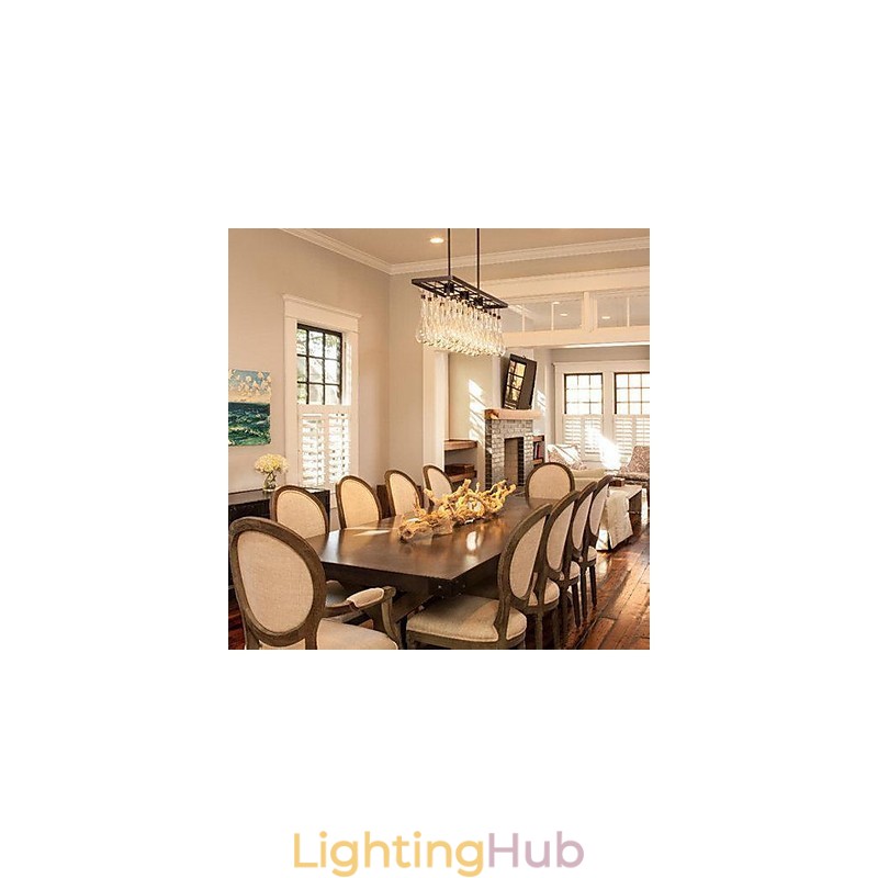 Modern Contemporary Crystal Painting Metal Chandelier