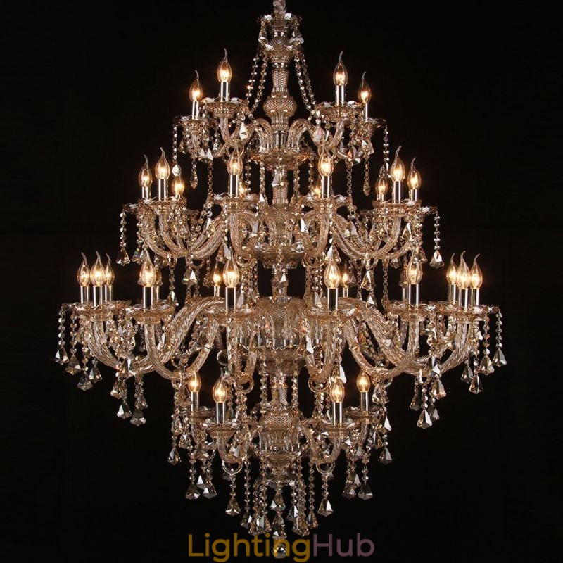 Cognac Crystal Chandelier Ceiling Light With 35 Lights