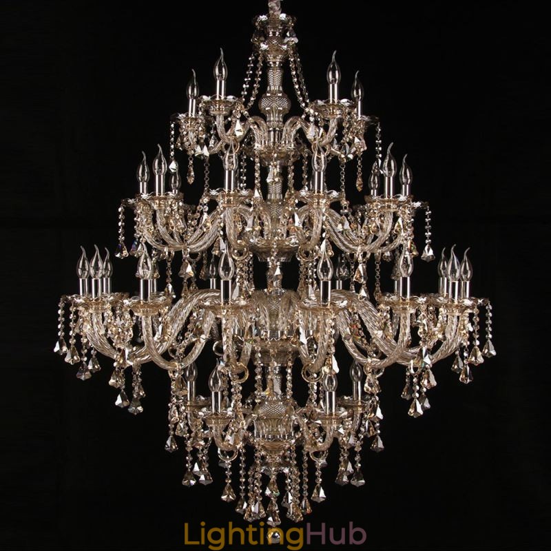 Cognac Crystal Chandelier Ceiling Light With 35 Lights