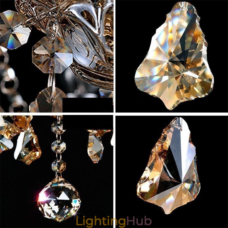 Cognac Crystal Chandelier Ceiling Light With 35 Lights