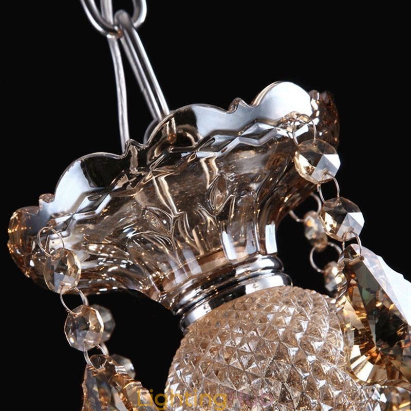 Cognac Crystal Chandelier Ceiling Light With 35 Lights