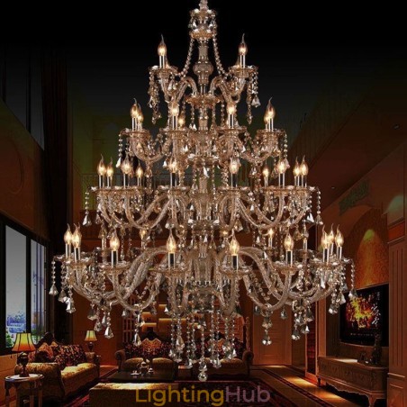 European Crystal Chandelier Cognac Color Ceiling Light With 40 Lights European Crystal Chandelier Cognac Color Ceiling Light With 40 Lights