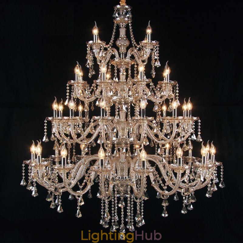 European Crystal Chandelier Cognac Color Ceiling Light With 40 Lights