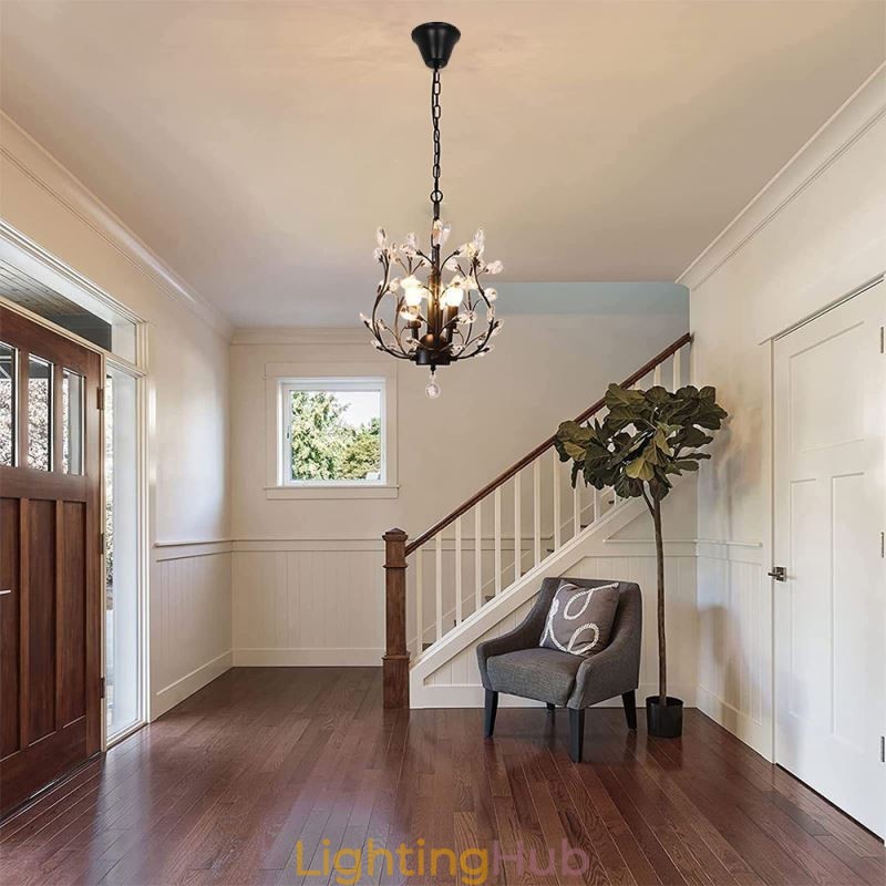 Black Retro Chandelier Crystal Ceiling Light