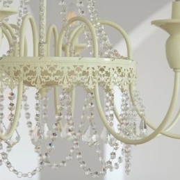 Nordic Crystal Chandelier Paint Craft Cream Ceiling Light