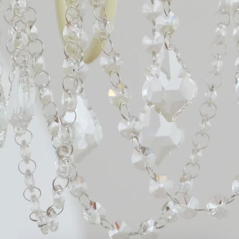 Nordic Crystal Chandelier Paint Craft Cream Ceiling Light