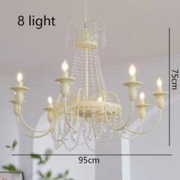 Nordic Crystal Chandelier Paint Craft Cream Ceiling Light