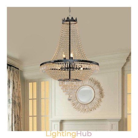Classic Crystal Chandelier Black Empire Style Pendant Light 9 Lights Classic Crystal Chandelier Black Empire Style Pendant Light 9 Lights