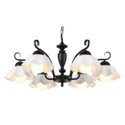 Nordic Iron Pendant Light Flower Shape Glass Lamp Shade Chandelier