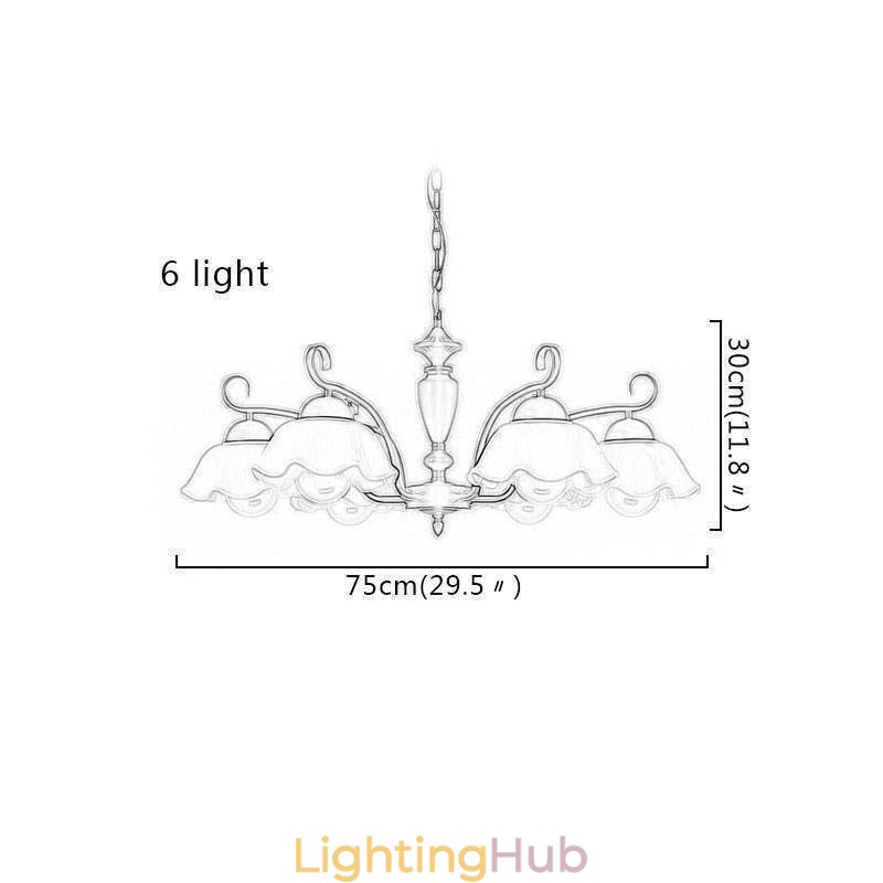 Nordic Iron Pendant Light Flower Shape Glass Lamp Shade Chandelier