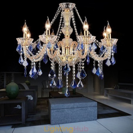 European Crystal Chandelier Luxury Pendant Light Blue Pendant European Crystal Chandelier Luxury Pendant Light Blue Pendant