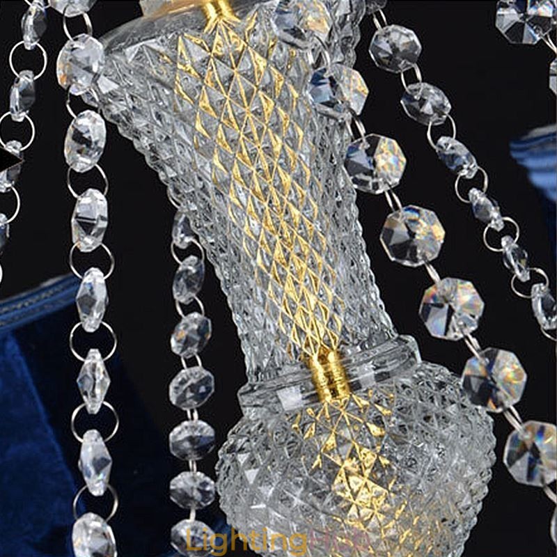 European Crystal Chandelier Luxury Pendant Light Blue Pendant