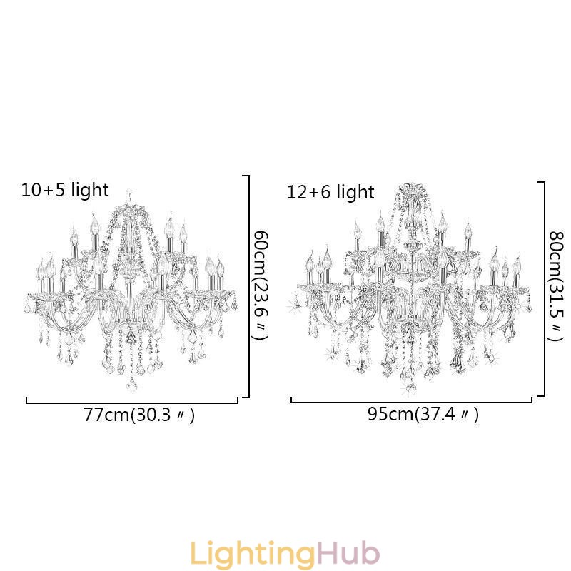 European Crystal Chandelier Elegant Large Pendant Light Amber