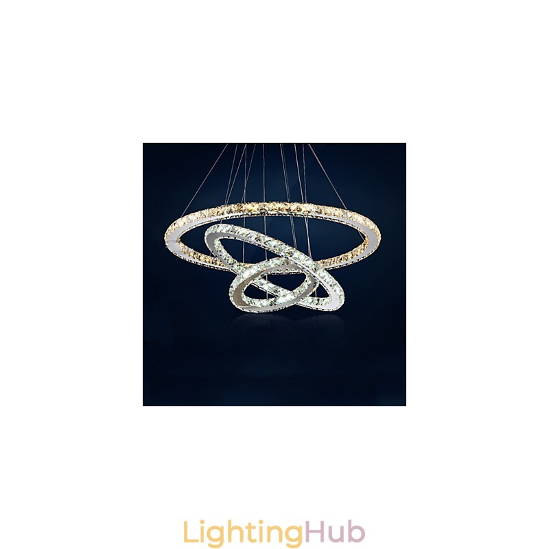 Pendant Lamps Amber and Clear K9 Crystal Chandelier Lights Lighting with 3 Ring