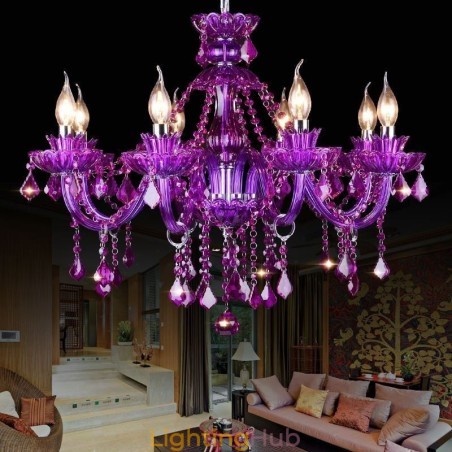 Elegant Purple Crystal Ceiling Light European Chandelier Elegant Purple Crystal Ceiling Light European Chandelier
