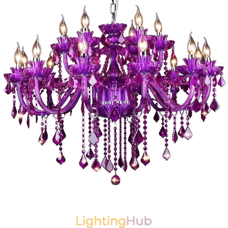 Elegant Purple Crystal Ceiling Light European Chandelier