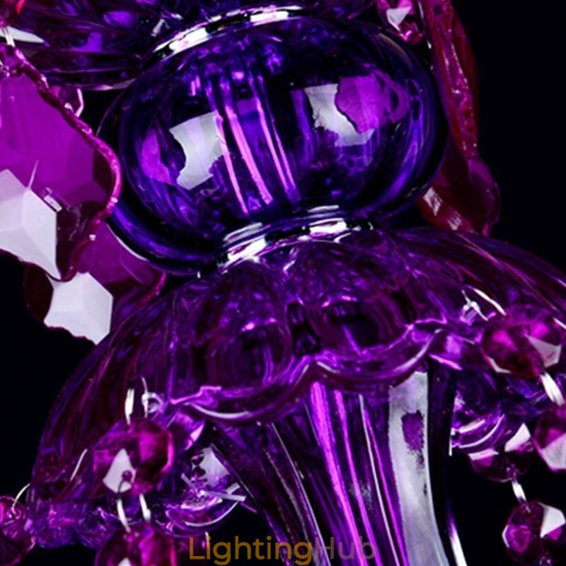 Elegant Purple Crystal Ceiling Light European Chandelier