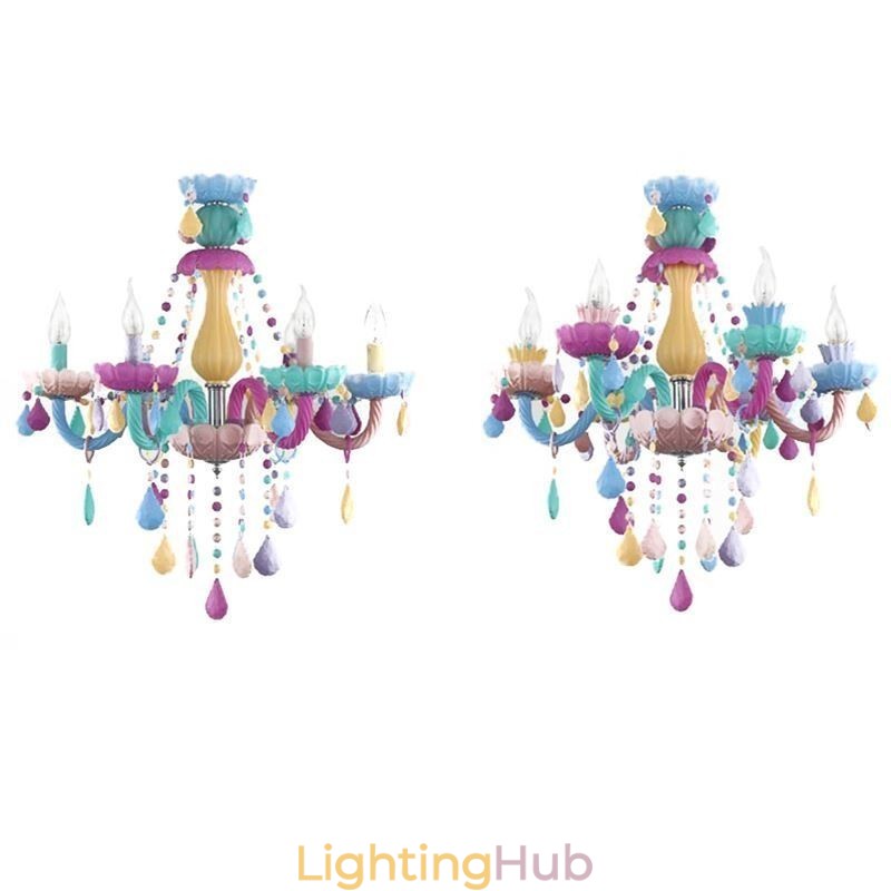 European Colorful Crystal Chandelier Macaron Pendant Light